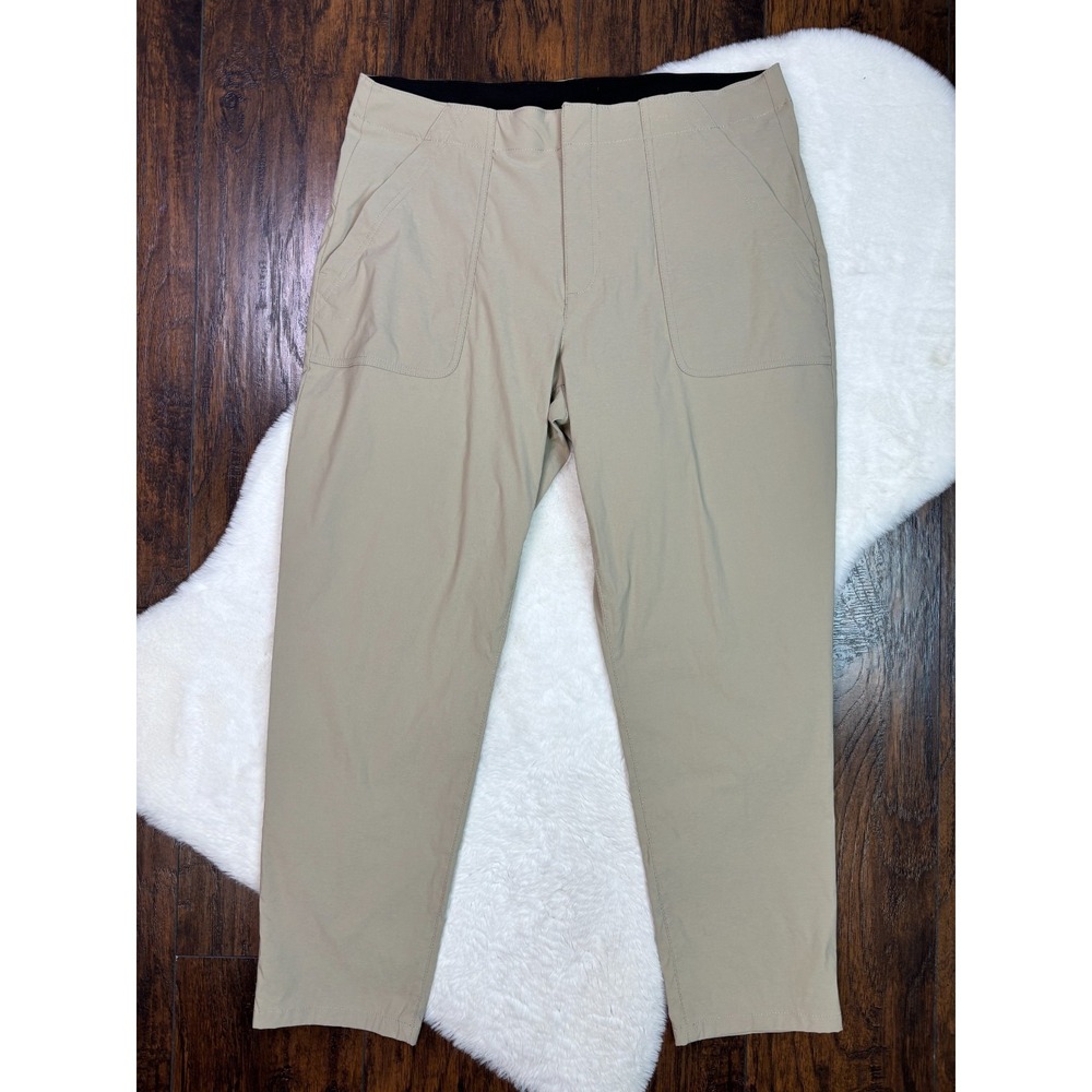 Eddie Bauer Hiking Pants 14 Beige Straight Ankle Stretch Nylon Elastic Waist